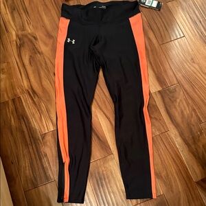 Under Armour Black with Orange Stripe Leggings